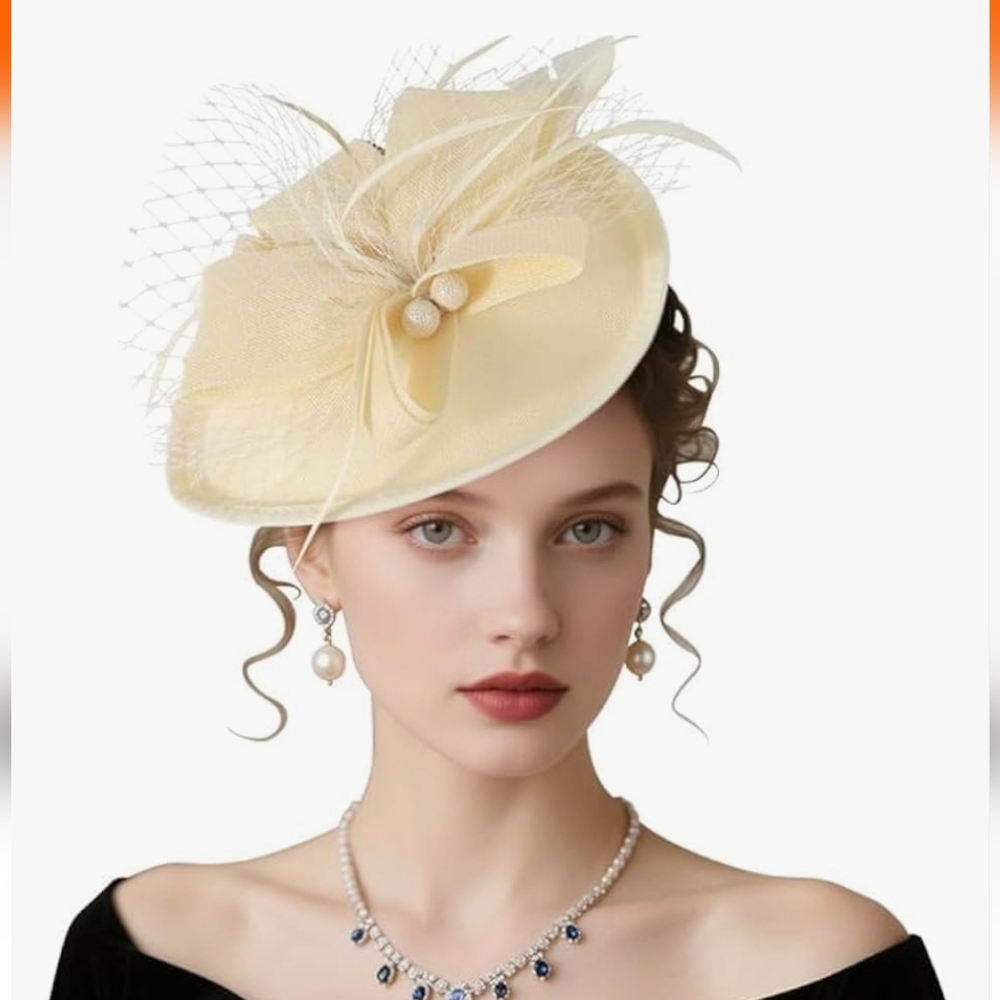 NEW! Cream Kentucky Derby Fascinator Hat - Picture 2 of 4